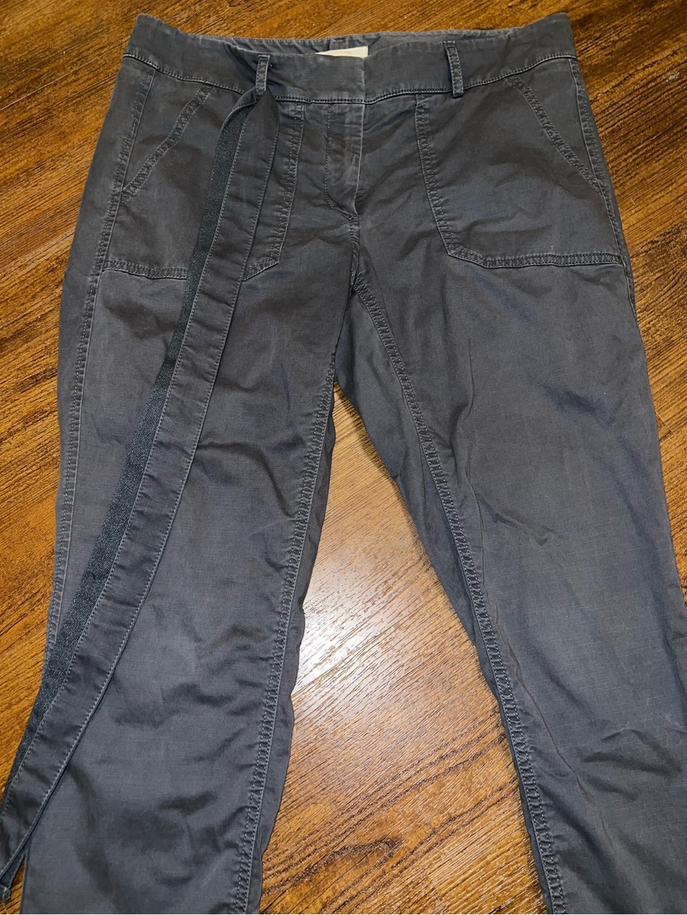 LOFT Charcoal Gray Tie-Waist Relaxed Fit Trouser Casual Pants Size 8 - Picture 3 of 8